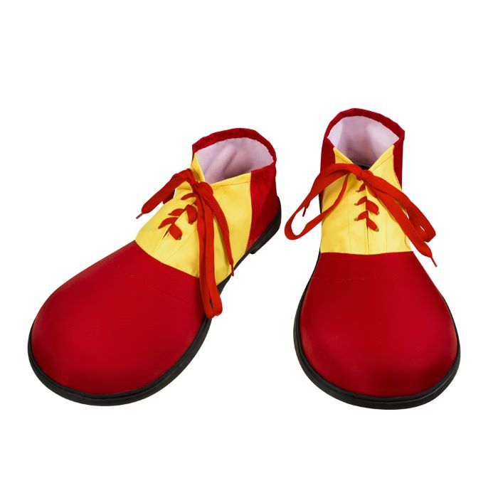 Clownschoenen rood en geel met veters – onesize