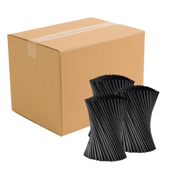 Rietjes zwart 200x6mm herbruikbaar 6000x plastic