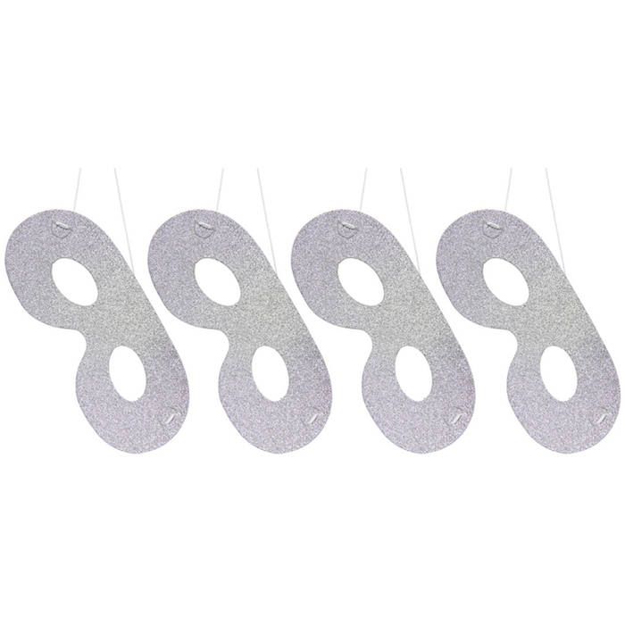 Zilveren glitter oogmasker 4x - 21x7,5 cm