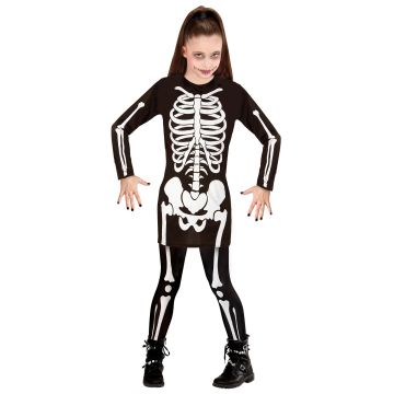 Skelet kostuum voor meisjes, zwart