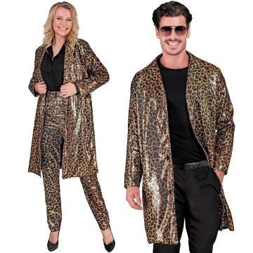 Gouden pailletjas met leopardpatroon