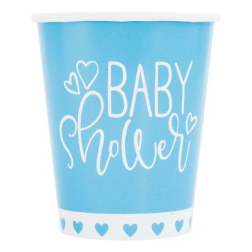 Babyshower papbekers blauw 8x