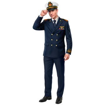 Blauw kapiteinskostuum voor heren