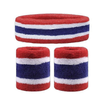 Zweetband set Noorwegen rood, wit en blauw