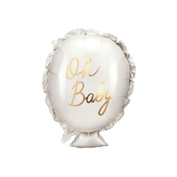 Oh Baby witte folieballon met gouden tekst - 69x53 cm
