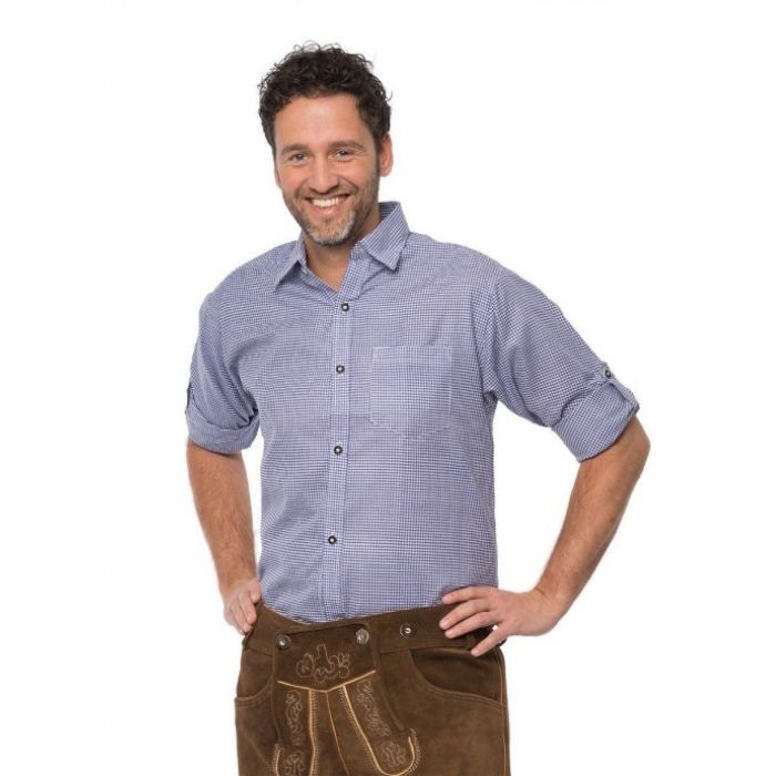 Oktoberfest tyroler shirt blauw voor mannen