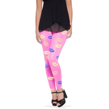 Roze leggings met kusjesmotief