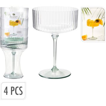 Cocktailglas 4 stk. in coupevorm met lichtgroene steel