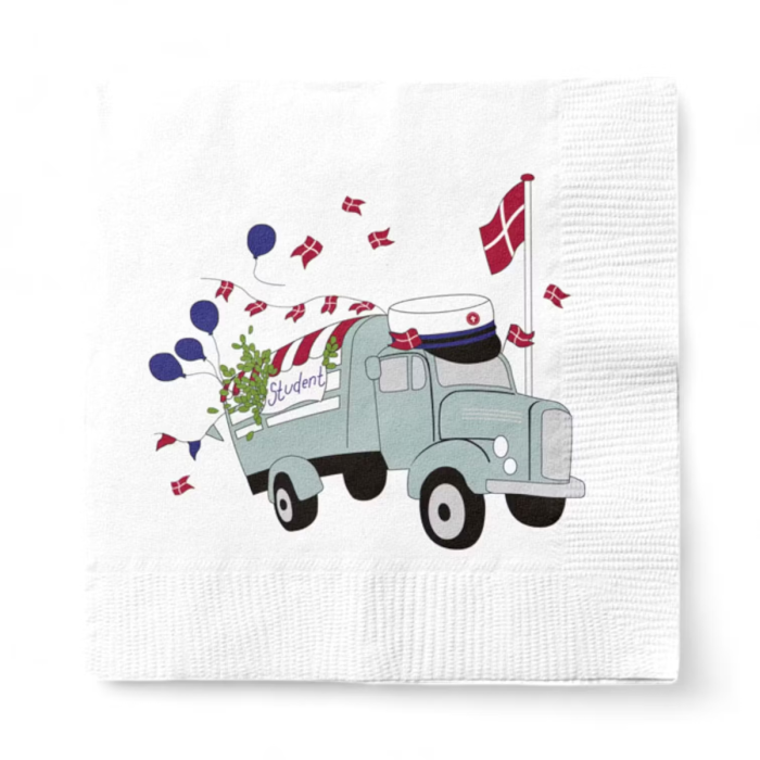 Servetten met studentenwagen blauw student 20x Det Gamle Apotek