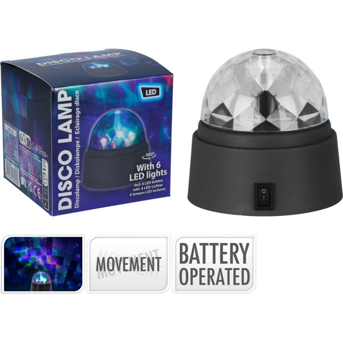 Disco lamp met 6 LED-lampen in groen, blauw en rood