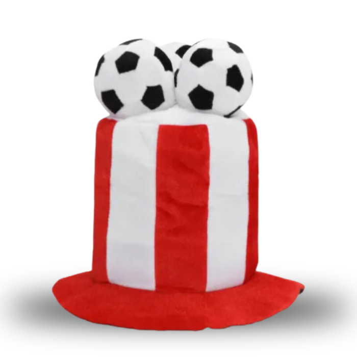 Denemarken hoed met voetbal rood en wit