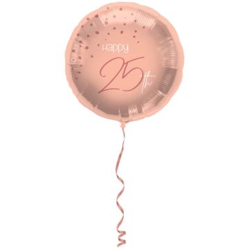 "Happy 25th" Folie Ballon Roze - 45 cm