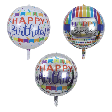 Ronde Happy Birthday folieballon assorti 35 cm