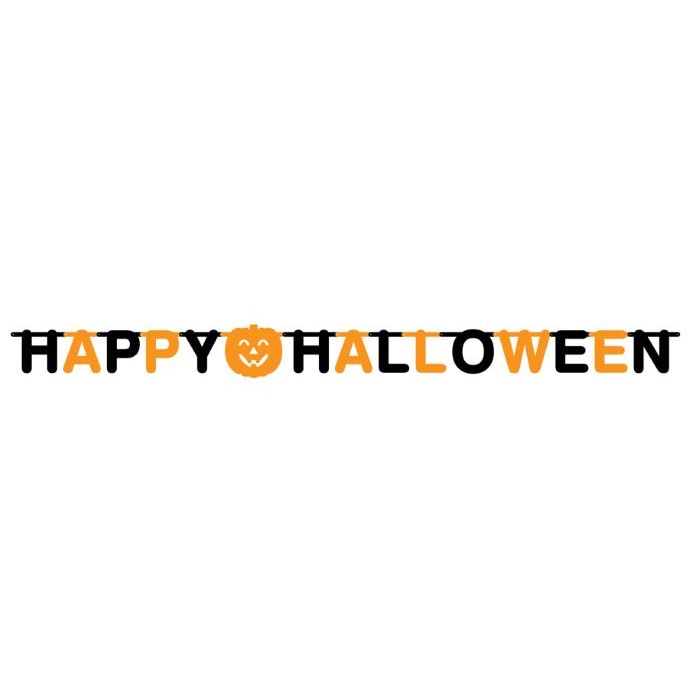 Halloween letterslinger in zwart en oranje - 2 m
