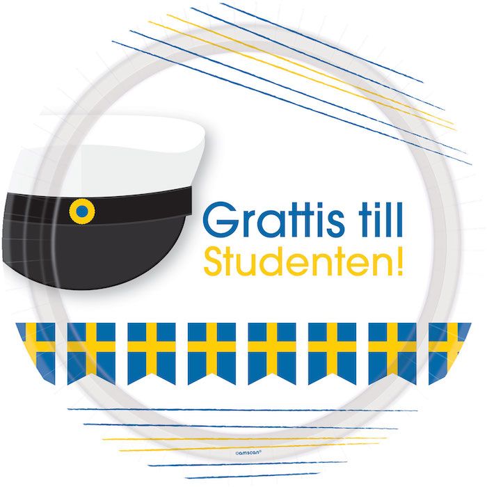 Grattis Till Studenten papieren bordjes 8x - 23 cm