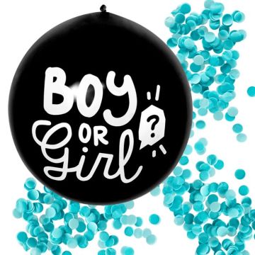 Gender reveal ballon jongen met blauwe confetti vulling - Ø 60 cm