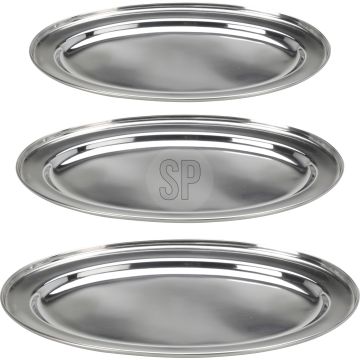 Ovale serveerschalen van roestvrij staal, set van 3