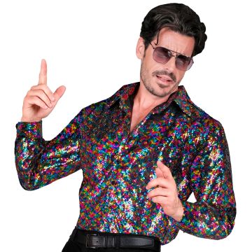 Heren pailletten overhemd in multicolor