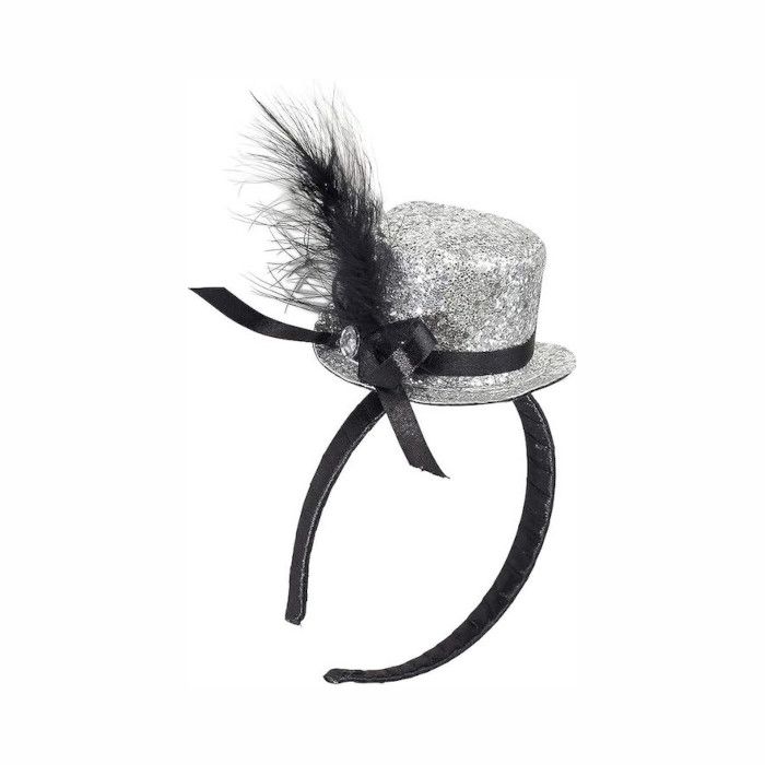 Mini Glitter Hoge Hoed - Zilver