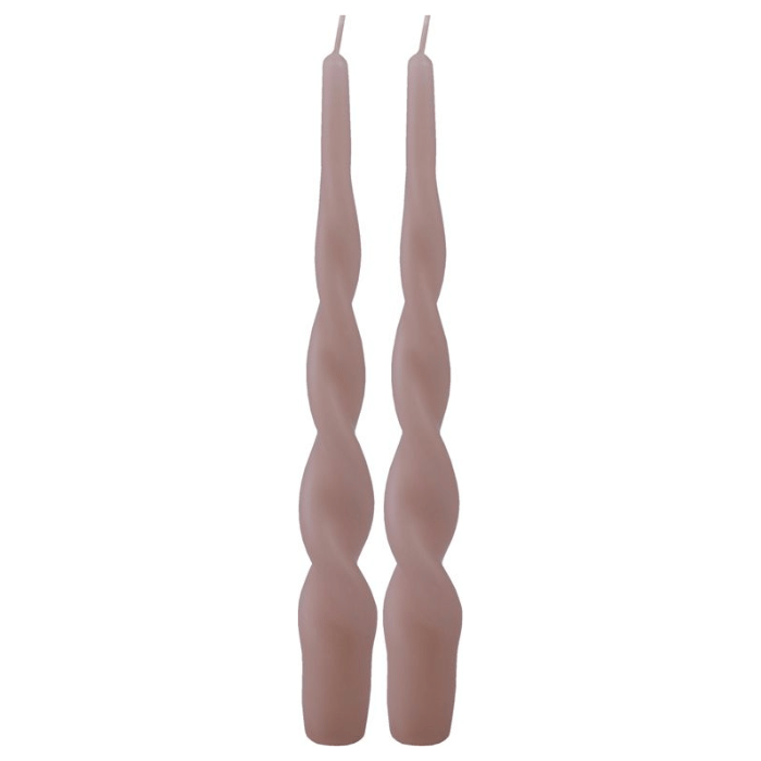 Gedraaide kaarsen zand 2x - 24 cm