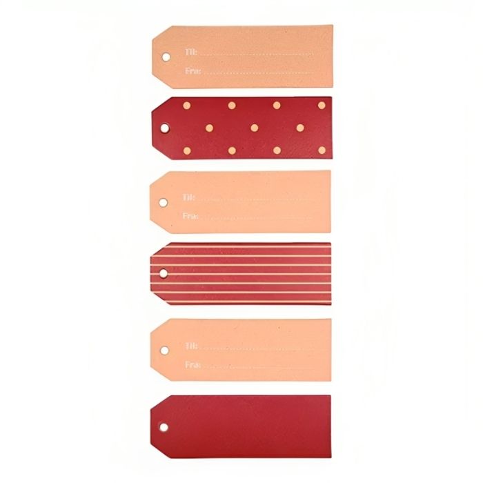 Cadeaulabels met strepen en stippen voor en van kaarten rood 12x Het Oude Apotheek 