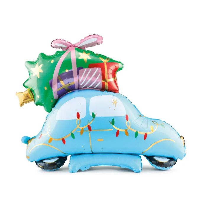 Kerst folieballon kerst auto 102x100 cm