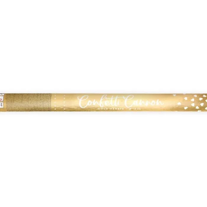 Confettibuis met harten goud - 60 cm