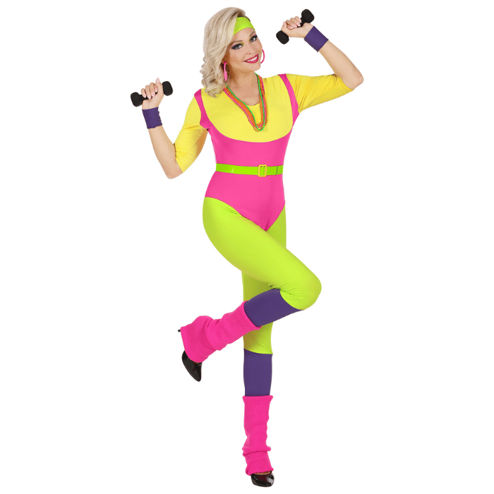 Retro vrouwelijke aerobic instructrice kostuum