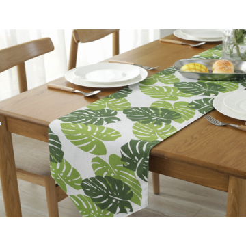 Tafelrunner met monstera bladeren - 30x183 cm