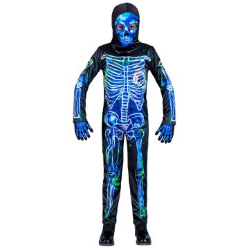 Gevaarlijk skelet kostuum in blauw