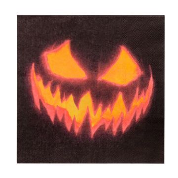 Griezelige halloween pompoen servetten 20x - 33x33 cm