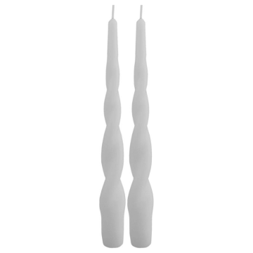 Gedraaide kaarsen wit 2x - 24 cm