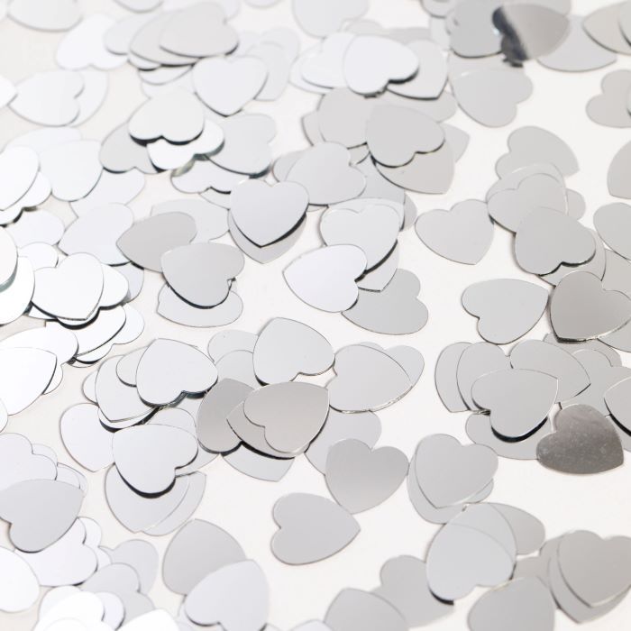 Zilverkleurige hart tafelconfetti - 14 g