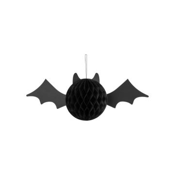 Zwarte papieren vleermuis honeycomb - 45x17 cm