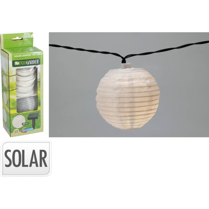 Zonne-lantaarns wit 10 stk. met warmwitte LED
