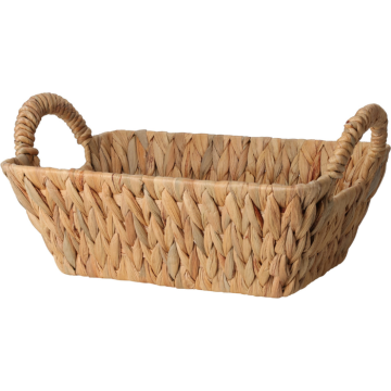 Gevlochten mand met handvat gemaakt van waterhyacint 30x20x11 cm