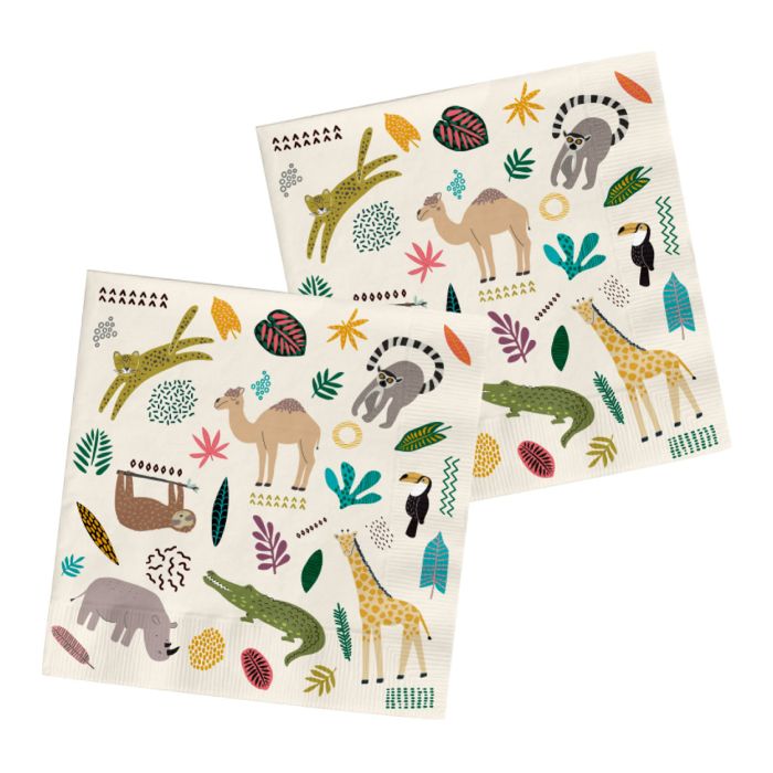 Servetten met zoo-motieven 20x - 33x33 cm