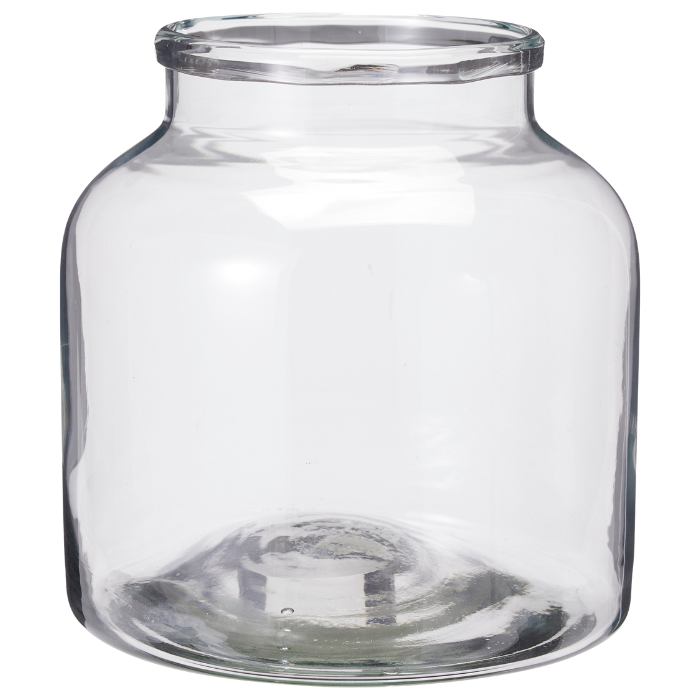 Heldere glazen vaas met omgevouwen rand 19x20 cm