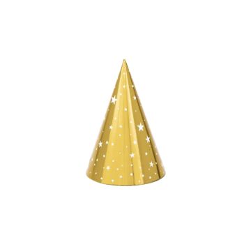 Feesthoedjes met sterren goud 6x - 16 x 10 cm