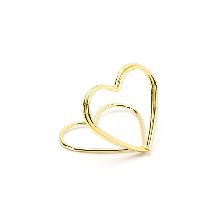 Gouden hart tafelkaart houders 10x - 2,5 cm