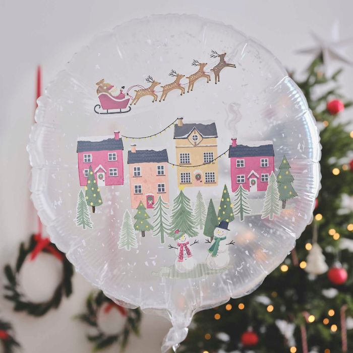 Kerst folieballon sneeuwbol 55 cm