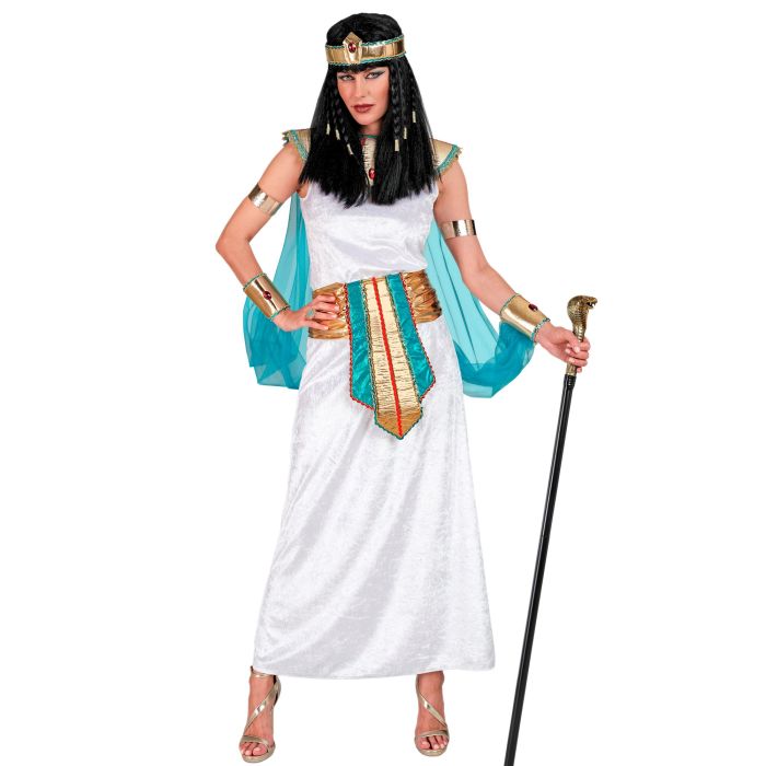 Lange Egyptische Koningin Jurk in Wit