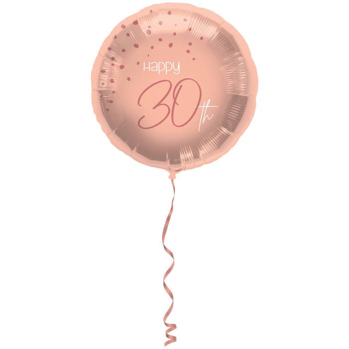 "Happy 30th" Foliobalon Roze - 45 cm