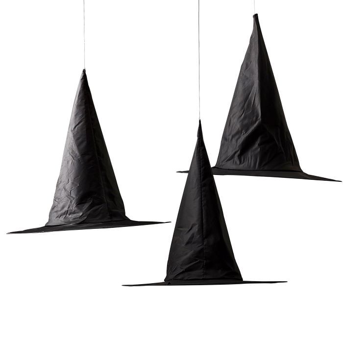 Zwarte hangende heksenhoed decoratie 3x - 50 cm