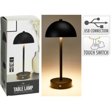 Oplaadbare tafellamp in zwart metaal ca. 31 cm