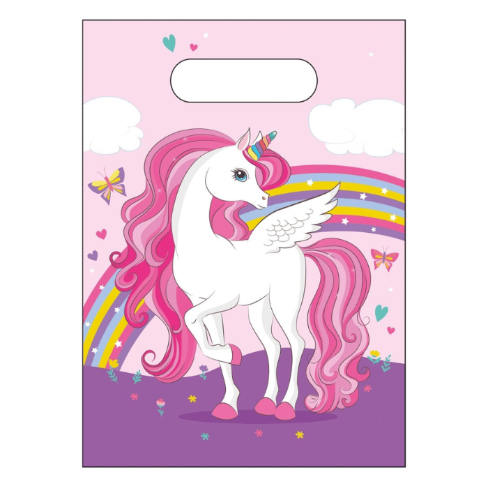 Roze eenhoorn snoezige zakjes 6x - 28,6x17,5 cm