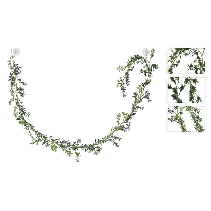 Kunstmatige blad guirlande m. bloemen - 180 cm