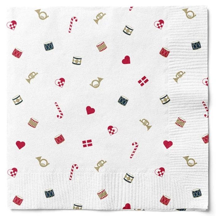 Servetten met kerstmotieven wit - 33x33 cm