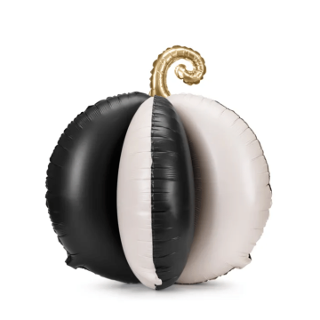 Staande pompoen folieballon zwart/wit - 58x58 cm