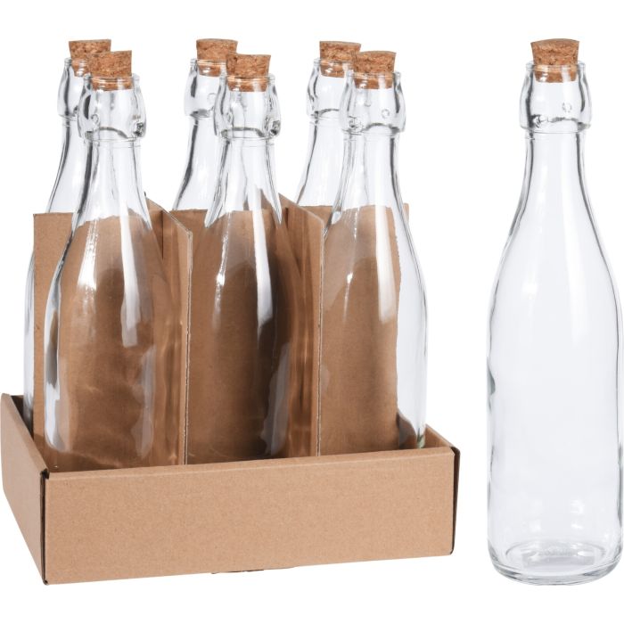 Glazen fles met kurken dop, 500 ml